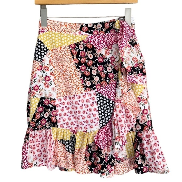 Rare Additions Multi Floral Patchwork Print Ruffle‎ Detail Skirt - Picture 1 of 8